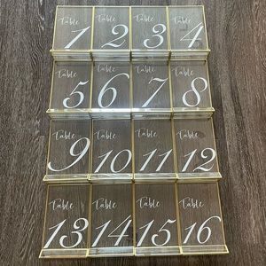 Wedding decor- gold frame table numbers